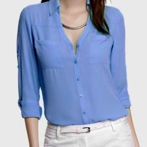 EXPRESS Blue Portofino Shirt Slim Fit - Size XS